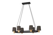 Valaisimet - EGLO EDALE LANGBORD 6L E27 L1080 SORT/TRÆ/CAPPUCCINO - 43782