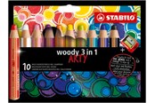 Harrastustarvikkeet - STABILO woody Arty 3 in 1 cardboard wallet of 10 pens incl. A sharpener - 208542
