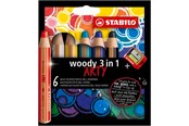 Harrastustarvikkeet - STABILO woody Arty 3 in 1 cardboard wallet of 6 pens incl. A sharpener - 208548