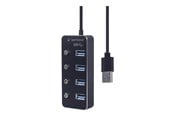 USB hub - Gembird - hub - powered with switches black - 4 ports USB hub - 4 porttia - USB 3.2 - Musta - UHB-U3P4P-01