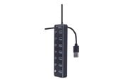 USB hub - Gembird - hub - with switches black - 7 ports USB hub - 7 porttia - USB 3.2 - Musta - UHB-U3P7P-01