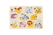 Palapelit - Goki Wooden Stud Puzzle Animals Baby Puu - 57838