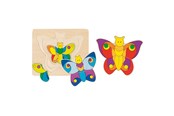 Palapelit - Goki Wooden 3-layer Puzzle Butterfly Puu - 57899