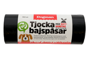 Koirat - Dogman Paksut Kakkapussit Solmittavilla Kahvoilla Musta (50 kpl pakkaus) - 738835
