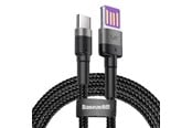 USB kaapelit - Baseus Cafule USB-C Cable Huawei SuperCharge QC 3.0 5A 1m (Black+Gray) - CATKLF-PG1
