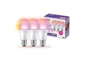 Smart Home - Älykoti - WiZ Color A60 E27 -lamppu, 3 kpl - RGB/16 miljoonaa väriä + himmennettävä valkoinen LED-valo - 929003601033