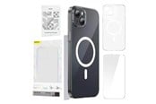 Puhelin - Kannet ja kotelot - Baseus Magnetic Crystal Clear for iPhone 13 (transparent) with all-tempered-glass screen protector and cleaning kit - ARSJ010602