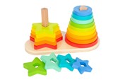 Vauva- ja taaperolelut - Small Foot - Wooden Stacking Tower Rainbow Circle and Star 19dlg. - 11720