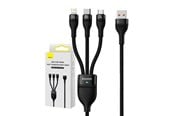 USB kaapelit - Baseus 3in1 USB cable  Flash Series USB-C + micro USB + Lightning 100W 1.2m (black) - CASS030001