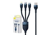 USB kaapelit - Baseus 3in1 USB cable Flash Series USB-C + micro USB + Lightning 100W 1.2m (blue) - CASS030003