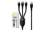 USB kaapelit - Baseus 3in1 USB cable Flash Series 2 USB-C + micro USB + Lightning 100W 1.5m (black) - CASS030201