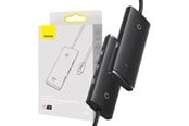 USB hub - Baseus Lite Series Hub 4in1 USB-C to 4x USB 3.0 + USB-C 25cm (Black) USB hub - 4 porttia - USB 3.0 - Musta - WKQX030301