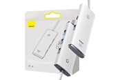 USB hub - Baseus Hub 4in1 Lite Series USB-C to 4x USB 3.0 + USB-C 2m (White) USB hub - 4 porttia - USB 3.0 - Valkoinen - WKQX030502