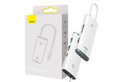 USB hub - Baseus Lite Series Hub 6w1 USB-C to 2x USB 3.0 + USB-C PD + HDMI + SD/TF (white) USB hub - 5 porttia - USB 3.0 - Valkoinen - WKQX050102