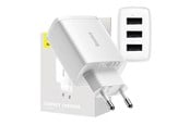 Puhelin - Adapterit & Laturit - Baseus Compact Quick Charger 3x USB 17W (White) - CCXJ020102