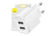 Puhelin - Adapterit & Laturit - Baseus Compact Quick Charger 2x USB 10.5W (white) - CCXJ010202