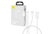 USB kaapelit - Baseus Quick Charge USB to M+L+C  Superior Data 3.5A 0.5m (White) - P10320105221-01
