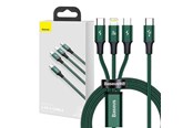 USB kaapelit - Baseus Rapid Series 3-in-1 cable USB-C For M+L+T 20W 1.5m (Green ) - CAMLT-SC06