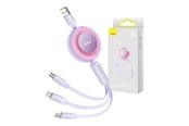 USB kaapelit - Baseus Bright Mirror 3 USB 3-in-1 cable for micro USB / USB-C / Lightning 66W / 2A 1.1m (Purple) - CAMJ010105