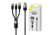 USB kaapelit - Baseus 3in1 USB cable  StarSpeed Series USB-C + Micro + Lightning 3.5A 1.2m (Black) - CAXS000001