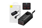 USB hub - Baseus GaN3 Pro wall charger / powerstrip 2xUSB + 2xUSB-C + AC 100W (black) USB hub - 5 porttia - Musta - PSZM000401