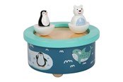 Musiikki - Small Foot - Wooden Music Box North Pole Wind Up - 11961