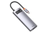USB hub - Baseus Hub 6in1 Metal Gleam Series USB-C to 3x USB 3.0 + HDMI + USB-C PD + Ethernet RJ45 USB hub - 6 satamat - USB 3.0 - Harmaa - CAHUB-CW0G