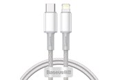 USB kaapelit - Baseus High Density Braided Cable Type-C to Lightning PD 20W 1m (white) - CATLGD-02