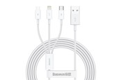 USB kaapelit - Baseus Superior Series USB to micro USB / USB-C / Lightning 3.5A 1.2m (white) - CAMLTYS-02