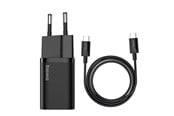 Puhelin - Adapterit & Laturit - Baseus Super Si Quick Charger 1C 25W with USB-C cable for USB-C 1m (black) - TZCCSUP-L01