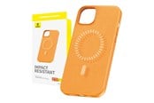 Puhelin - Kannet ja kotelot - Baseus Magnetic Phone Case for iPhone 15 Plus Fauxther Series (Orange) - P60157305713-02