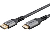Näyttökaapeli - Pro Displayport 1.2 - HDMI 2.0 Sleeved - 2m - Musta - DP1.2HDMI20BB2