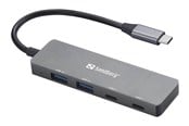 USB hub - Sandberg 4-port USB Hub USB hub - 4 porttia - USB 3.0 - Harmaa - 136-50