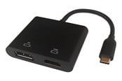 USB hub - Deltaco USB-C MST HUB 2x 4K/60Hz HDMI + DP black 0.1m USB hub - 3 porttia - Musta - USBC-HDDP