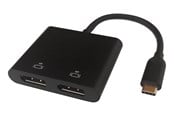 USB hub - Deltaco USB-C MST HUB 2x 4K/60Hz DP x 2 black 0.1m USB hub - 4 porttia - Musta - USBC-2DP