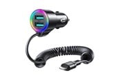 Puhelin - Adapterit & Laturit - Joyroom Car charger JR-CL25 2x USB + Lightning cable (black) - JR-CL25
