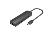 USB hub - Vention USB-C to USB 2.0*3/RJ45/Micro-B HUB 0.15M Black ABS Type USB hub - 5 porttia - USB 2.0 - Musta - TGOBB