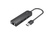 USB hub - Vention 3-Port USB 2.0 Hub with 100M Ethernet Adapter 0.15M Black USB hub - 5 porttia - USB 2.0 - Musta - CHPBB