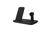 Puhelin - Adapterit & Laturit - GEAR Wireless Tripple QI Charger USB-C Port 20W tot. Black Mobile/Watch/Airpods - 665102