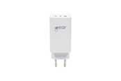 Puhelin - Adapterit & Laturit - GEAR Charger GAN 220V 2xUSB-C + 1xUSB-A PD 45W + 18W + 3A (total 65W) White - 665088
