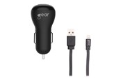 Puhelin - Adapterit & Laturit - GEAR Charger 12V 1xUSB 1A Black Lightning Cable 1m MFI - 665008