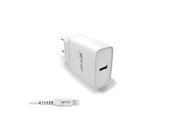 Puhelin - Adapterit & Laturit - GEAR Charger 220V 1xUSB 2.4A White Lightning cable 1m MFI C89 - 665093