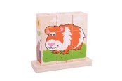 Vauva- ja taaperolelut - Bigjigs Wooden Block Puzzle Pets 10pcs. - BB104