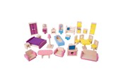 Dollhouse & Accessories - Bigjigs Wooden Dollhouse Furniture 27dlg. - JT116