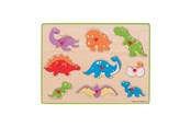 Palapelit - Bigjigs Wooden Stud Puzzle Dino's 9dlg. Puu - BJ257