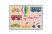 Palapelit - Bigjigs Wooden Stud Puzzle Vehicles 8 pieces. Puu - BJ260