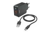 Puhelin - Adapterit & Laturit - Hama Charger 220V with USB-C Cable Qualcomm 19.5W Black - 00201625