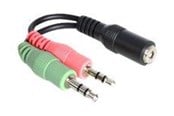 Audiokaapelit - DeLOCK Headset Adapter 1 x 3.5 mm 4 pin Stereo jack female > 2 x 3.5 mm 3 pin Stereo jack male (CTIA pin assignment) - 65459