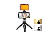 Kamerajalustat - Puluz Live broadcast kit  tripod mount + LED lamp + phone clamp - PKT3131B