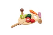 Puulelut - Classic World Wooden Cutting Vegetables with Knife and Cutting Board - 2825